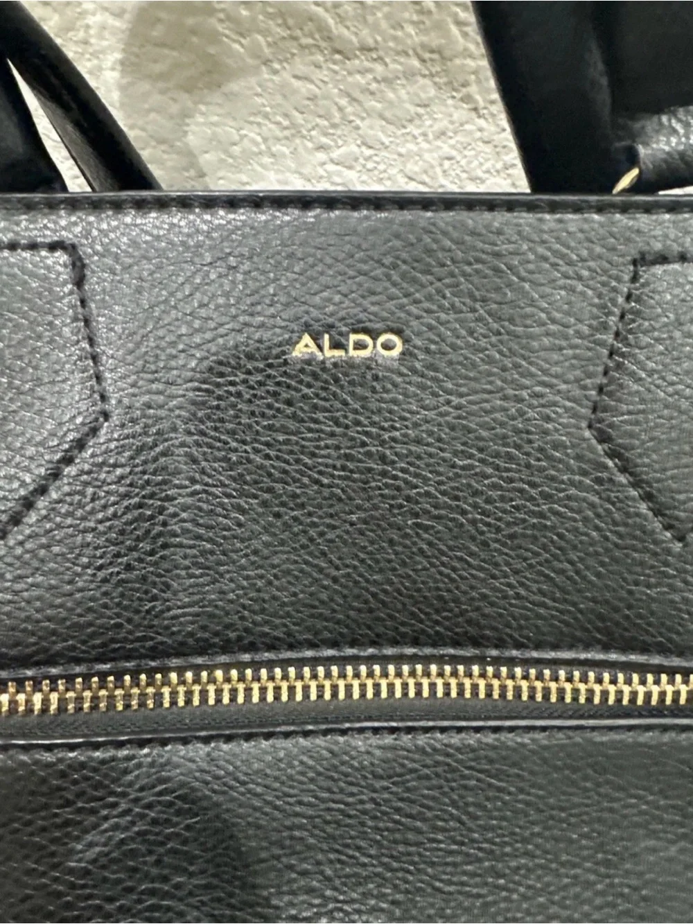 ALDO Black Leather Satchel Tote Crossbody Bag Gold Hardware Women’s Handbag
